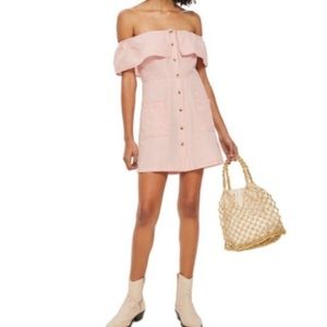 Topshop light pink off shoulder dress